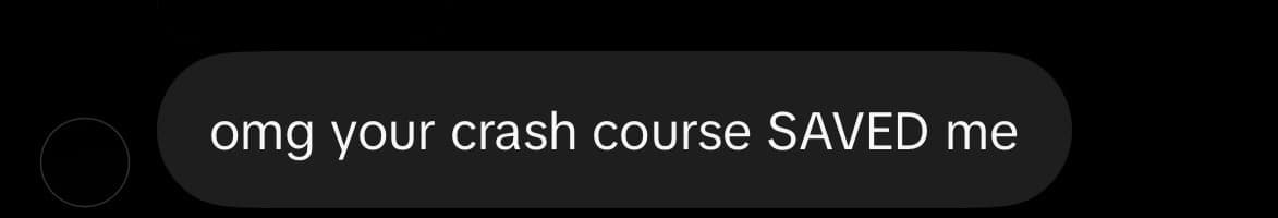 Student message about a crash course