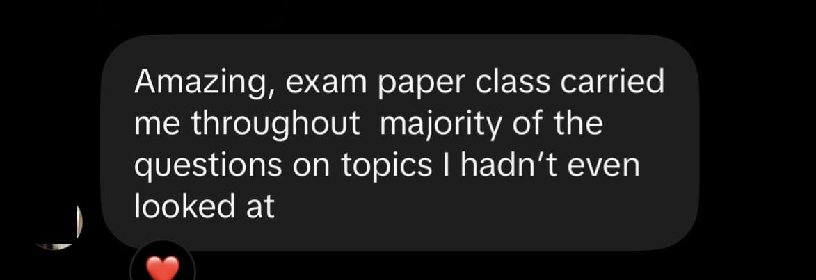 Student message about an exam paper class