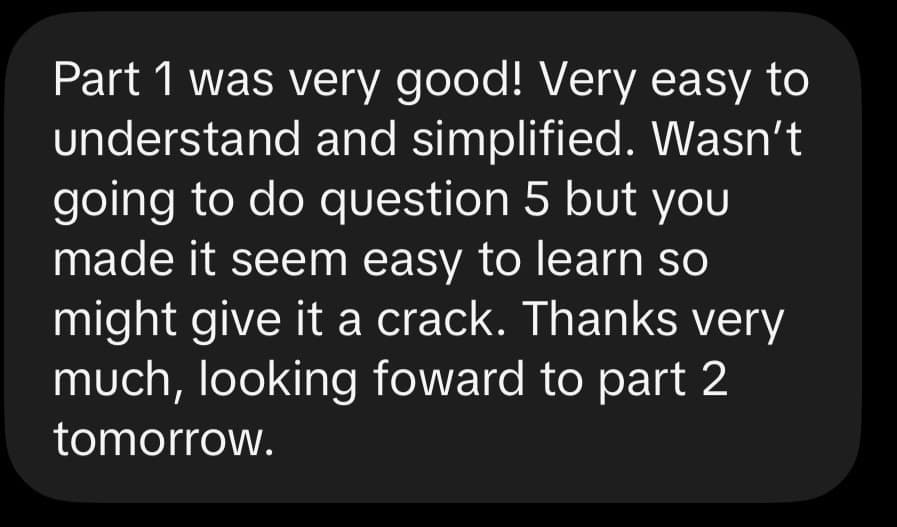 Student message about a class