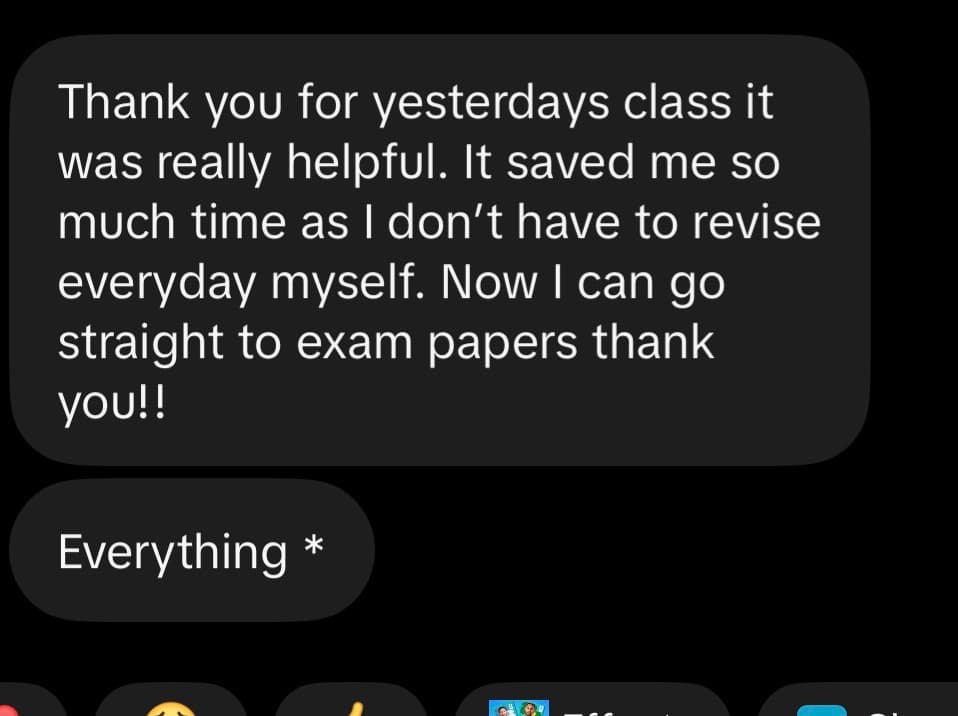 Student message about a class